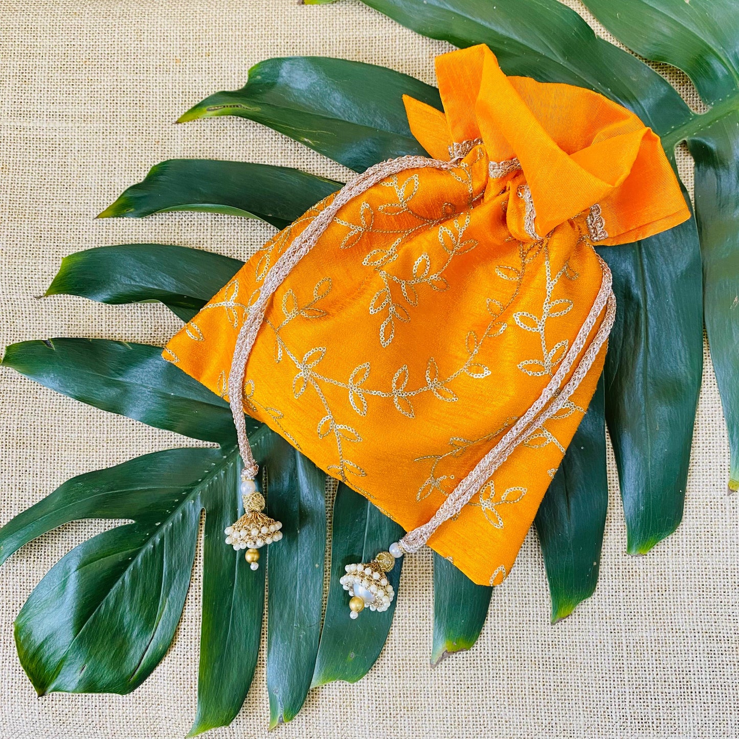 KP-114 Orange Potli Bags